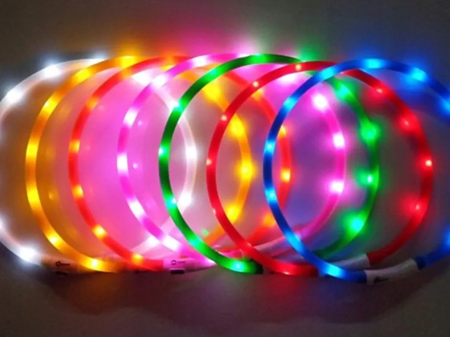 Nuxie LED svietiaci obojok pre mačku a psa 55 cm oranžový