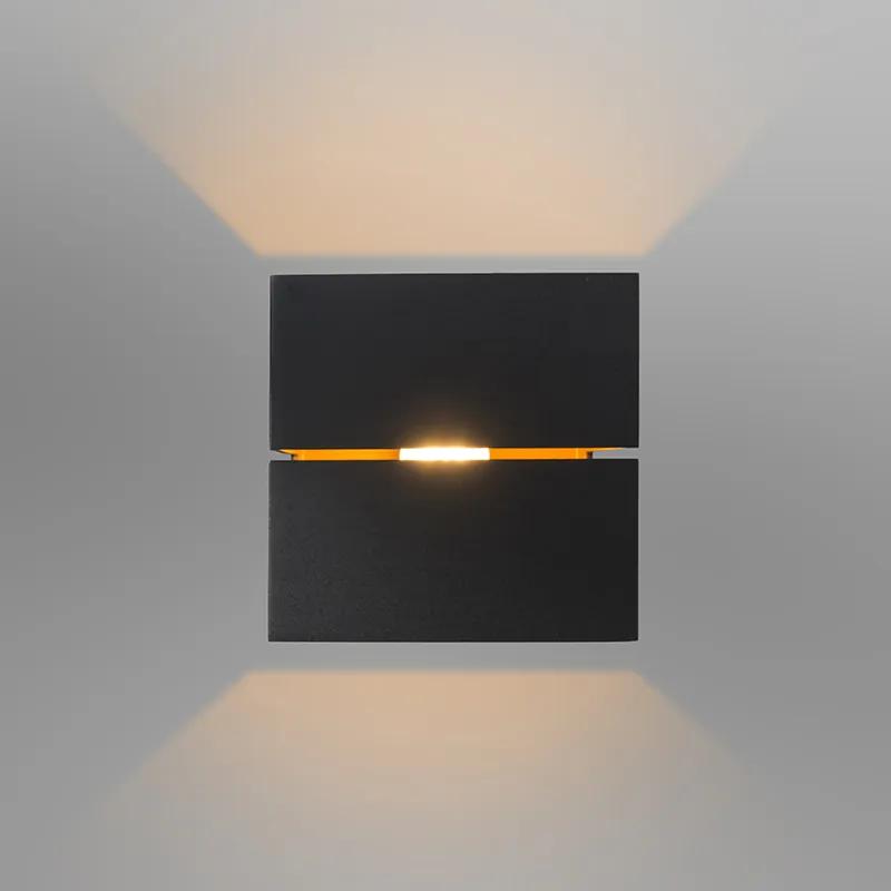 Moderná súprava 4 nástenných svietidiel čiernej farby so zlatými 2 svetlami - Transfer Groove