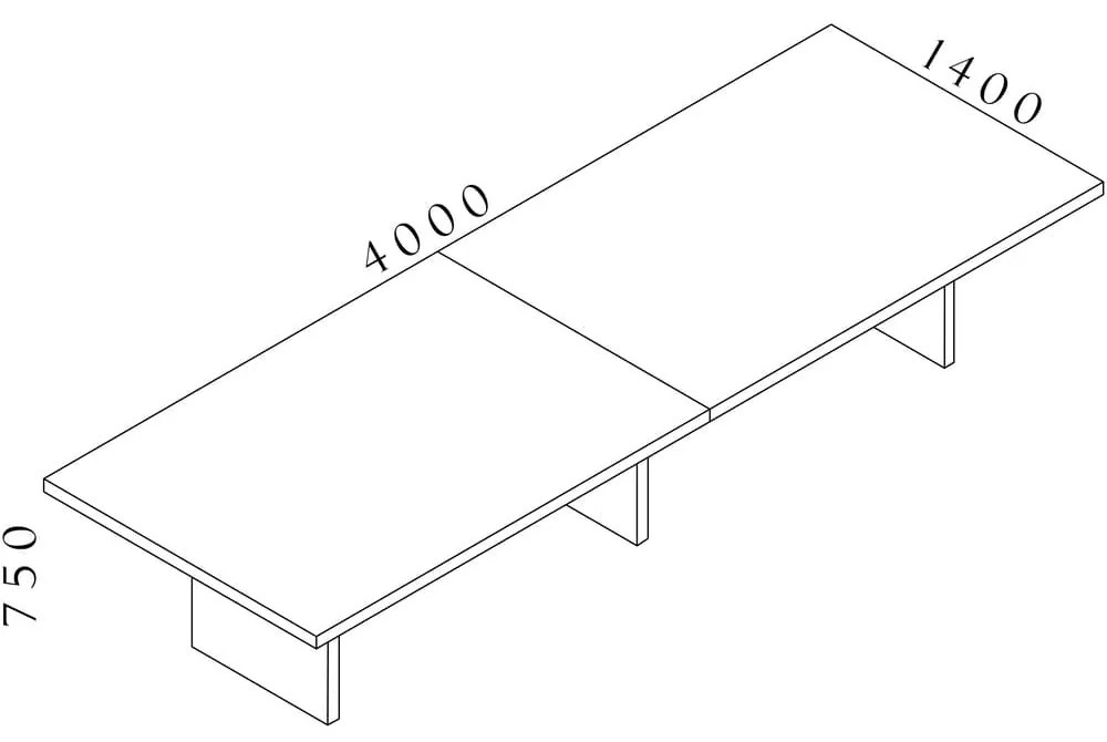 Konferenčný stôl Lineart 400 x 140 cm, brest svetlý