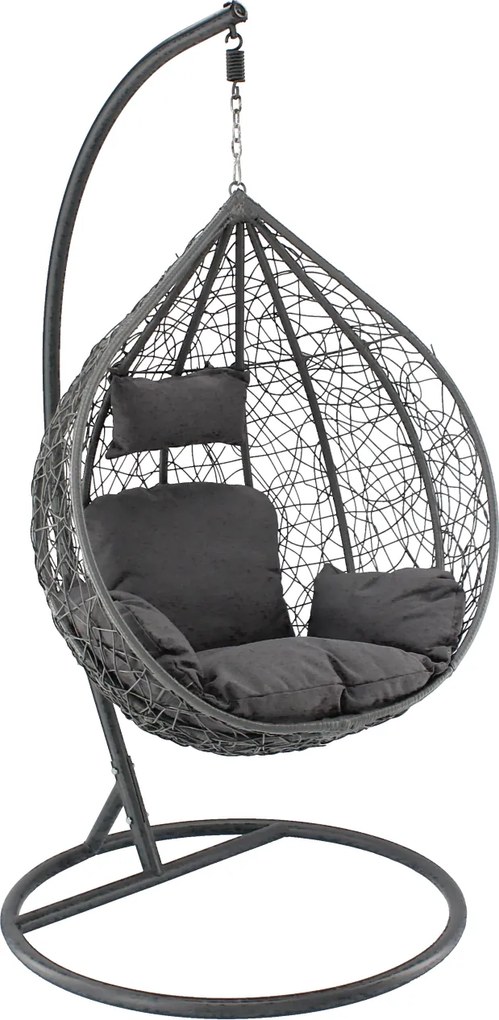 CH ZÁVESNÁ STOLIČKA, TMAVOŠEDÁ, VANKÚŠ – TMAVOŠEDÝ, RÁM – TMAVOŠEDÝ 118X107XD68CM