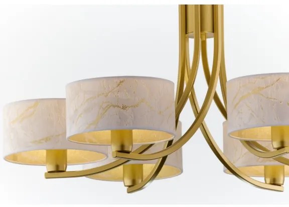 Jupiter 2098 - Luster na reťazi ARTHUR 6xE27/15W/230V biela/zlatá/mramorový dekor