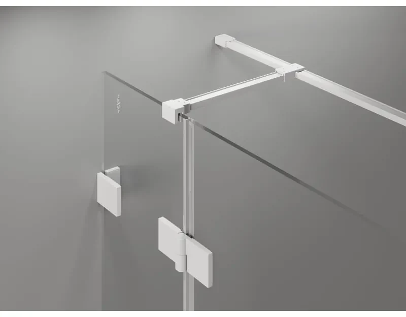 Mexen Lunar T, sklápací sprchový kút ľavý 140 x 110 cm, 8mm číre sklo, biely profil, 834T-140-110-20-00-L