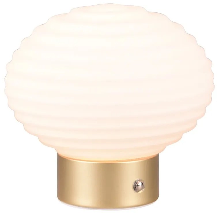 Stmievateľná LED stolová lampa v bielej a zlatej farbe so skleneným tienidlom (výška 14,5 cm) Earl – Reality