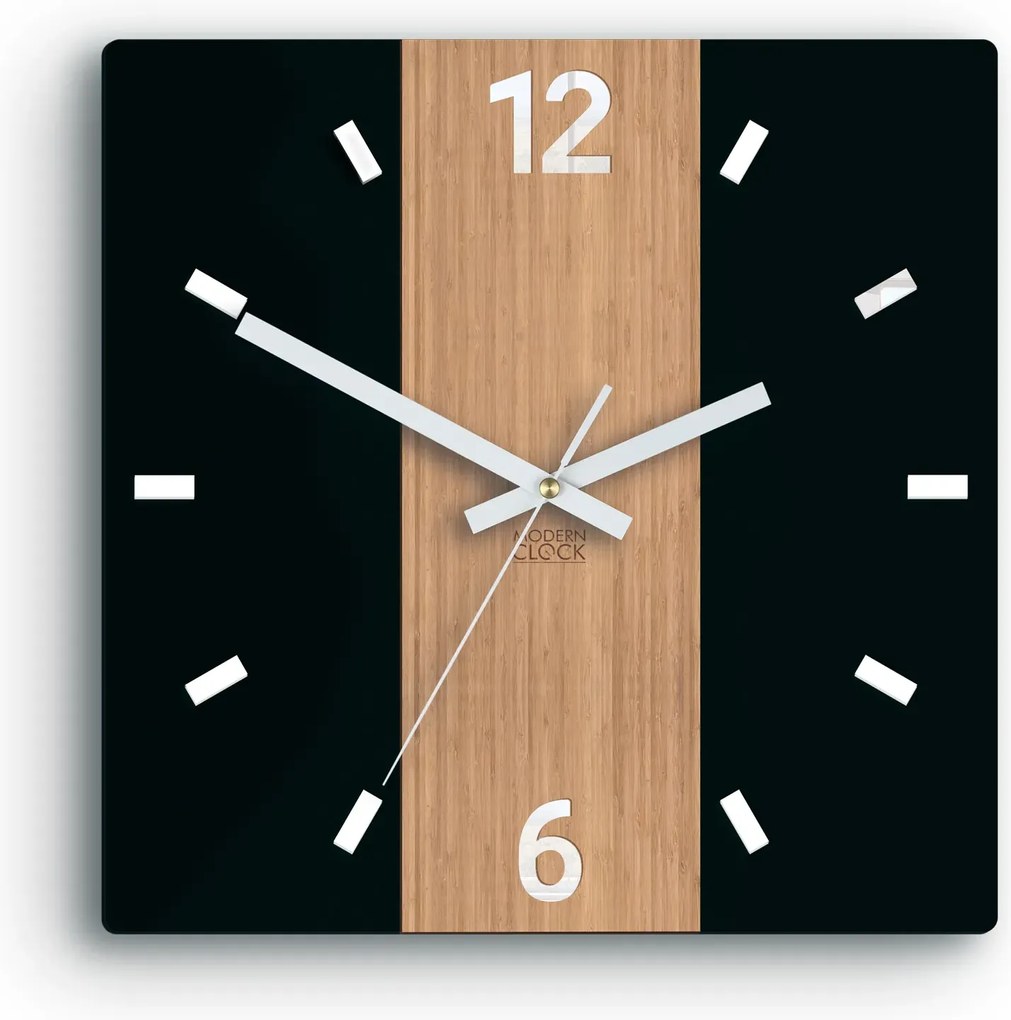 Bambusové nástěnné hodiny Primo 30 cm hnědé/černé II