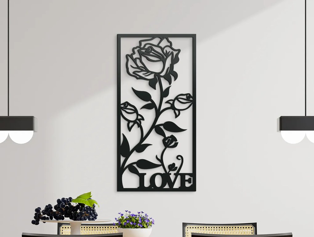 drevko Drevený obraz na stenu Ruža z lásky Rozmer obrazu: 44,5 x 22 cm, Farba dekorácie: Čierna