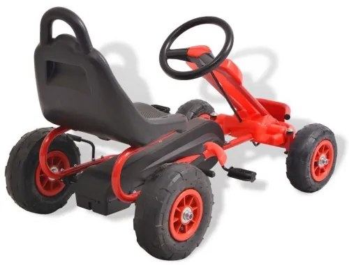 vidaXL Detská šľapacia motokára s pneumatikami, červená-