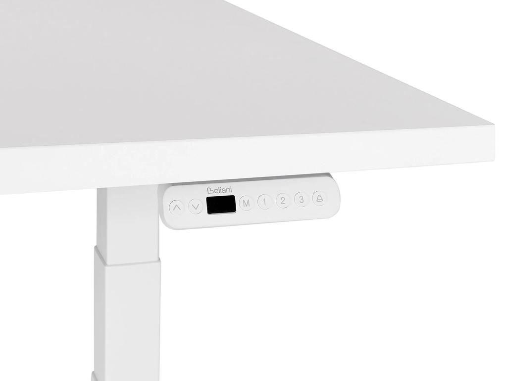 Elektricky nastaviteľný písací stôl 160 x 72 cm biely DESTINES Beliani