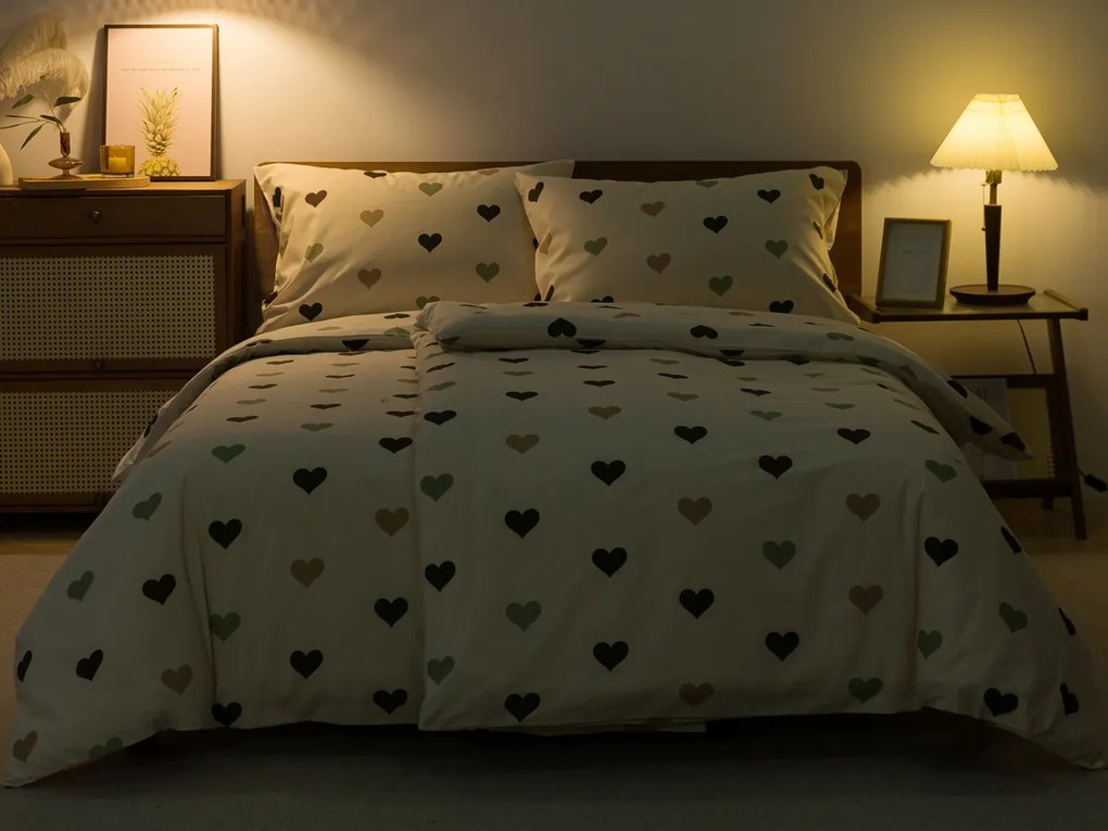 XPOSE® Bavlnené Renforcé obliečky SRDCOVKA - béžové