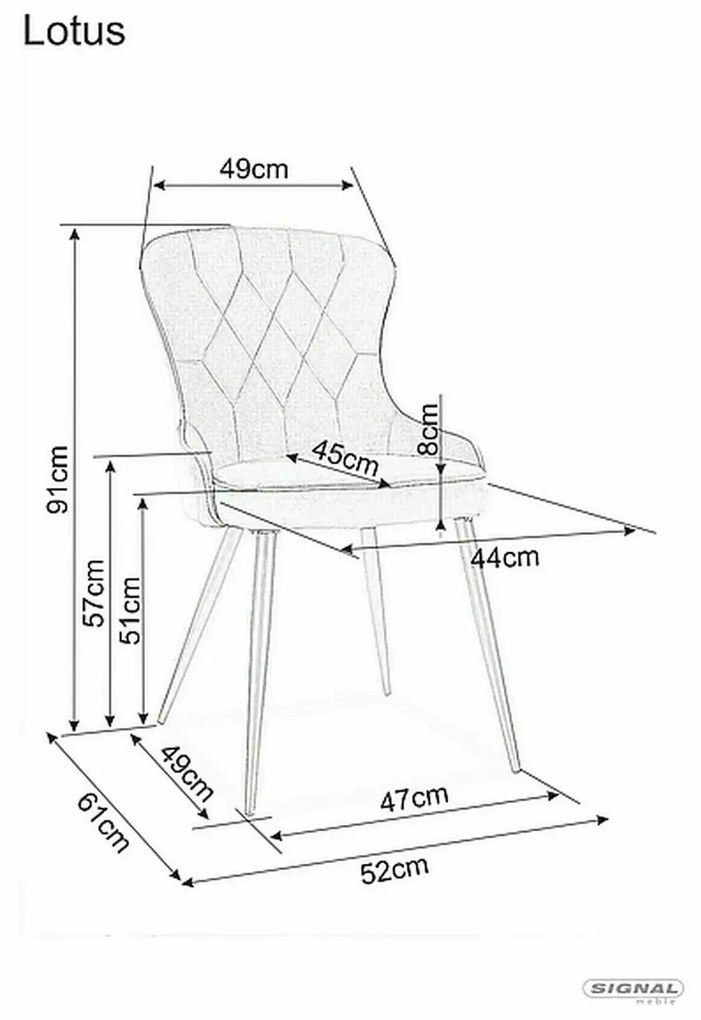 Signal LOTUS VELVET jedálenská stolička čierny rám/BÉŽOVÁ BLUVEL 28