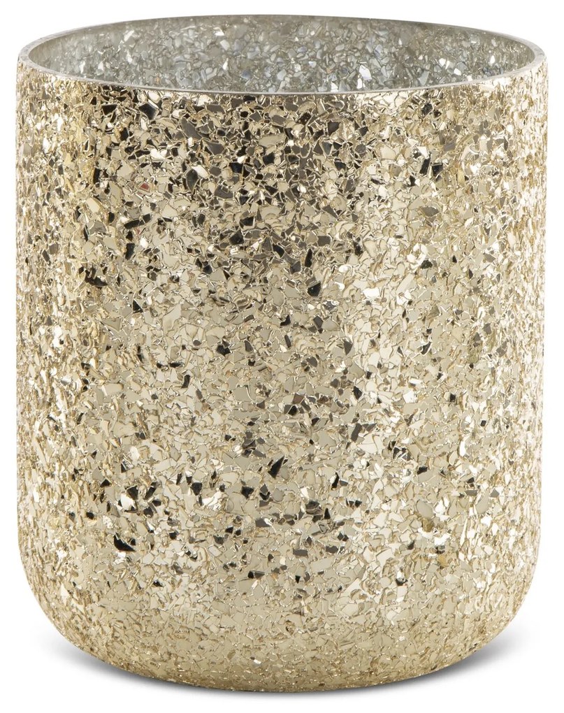 SKLENENÝ KVETINÁČ MELIA 20X17 CM ZLATÁ