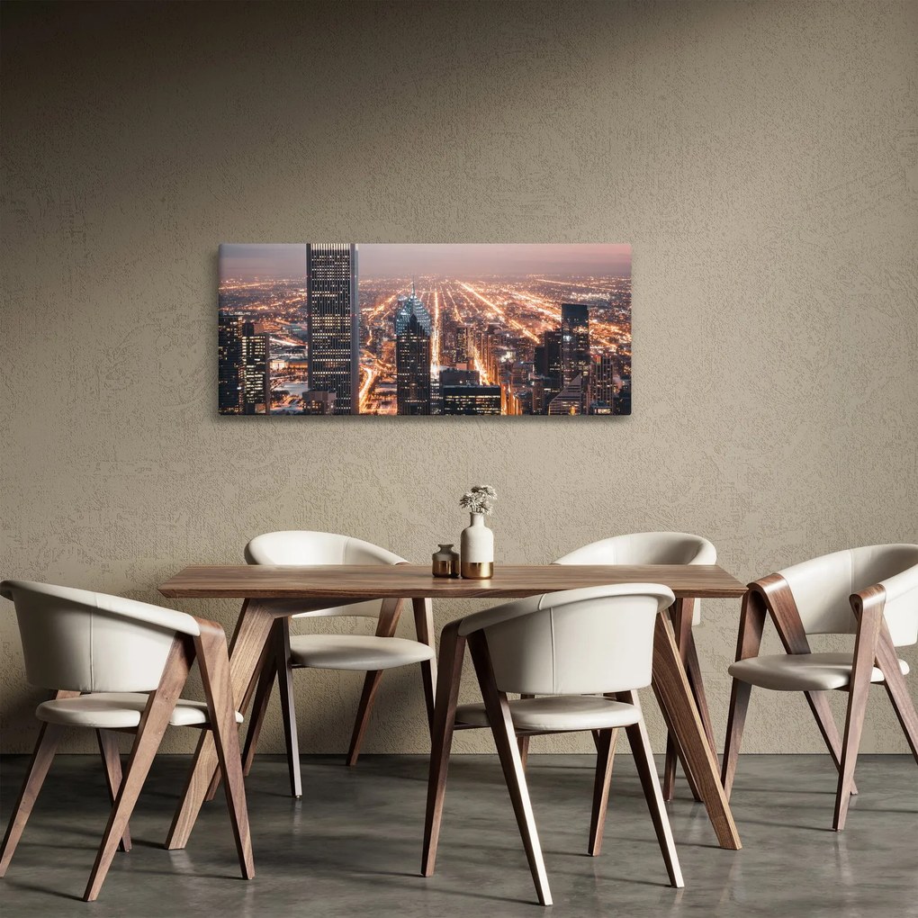 Obraz svietiacej metropoly (120x50 cm)