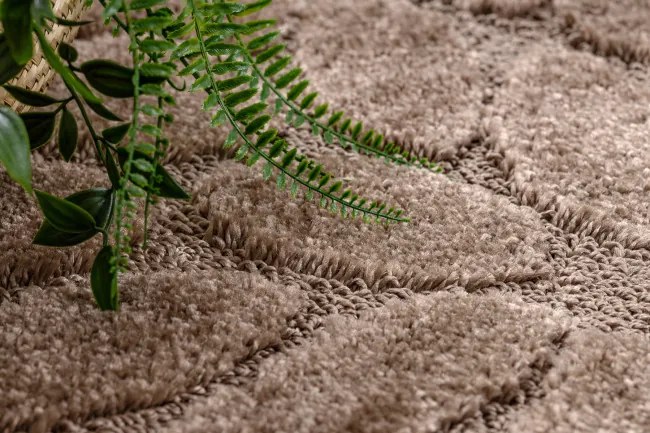 Kúpeľňový koberček SUPREME STONES kamienky, hnedý kruh