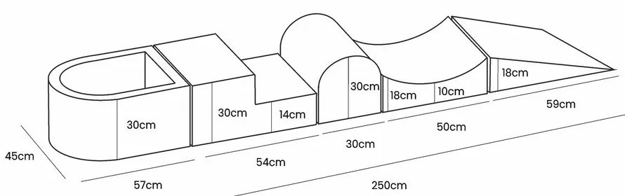 Kaki menčestrové penové ihrisko 250x45x30 cm Montessori – Meowbaby