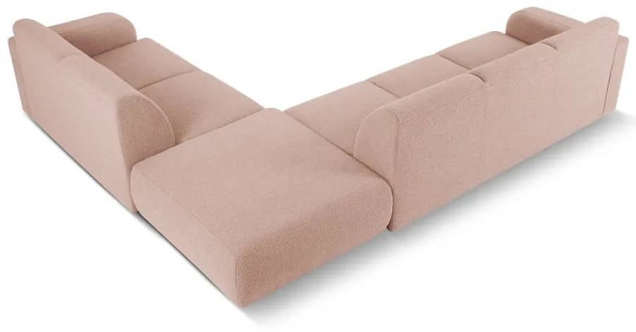 Ružová rohová pohovka z textílie bouclé (pravý roh) Molino – Micadoni Home