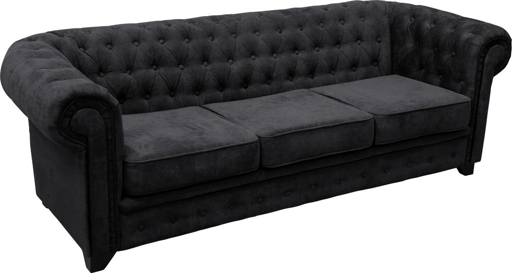 XXXLutz SEDAČKA CHESTERFIELD, drevo, textil, kompozitné drevo, čierna MID.YOU - Sedačky - 000694009809