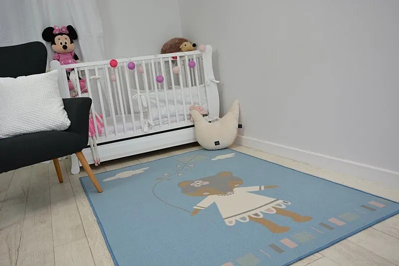 Detský protišmykový koberec LOKO Myška nebeský
