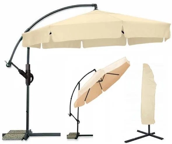 Záhradný skladací slnečník LEVI 300 cm, béžový + obal zdarma