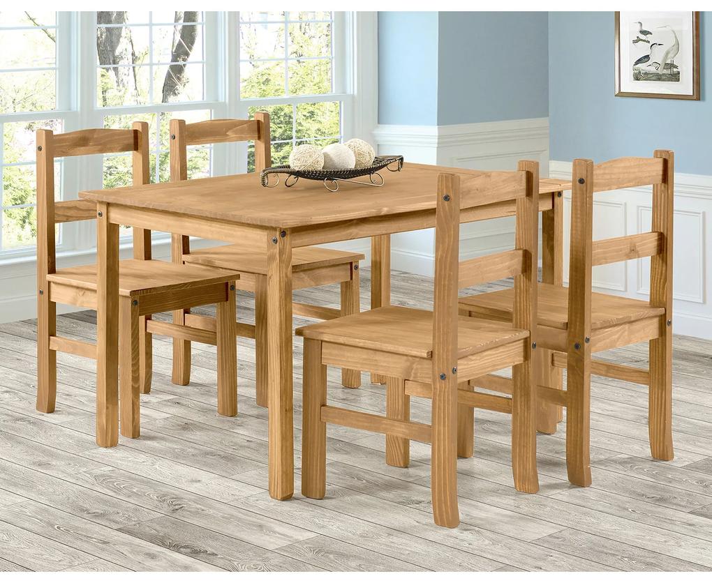 Idea Stôl 100x80 + 4 stoličky CORONA 2 vosk