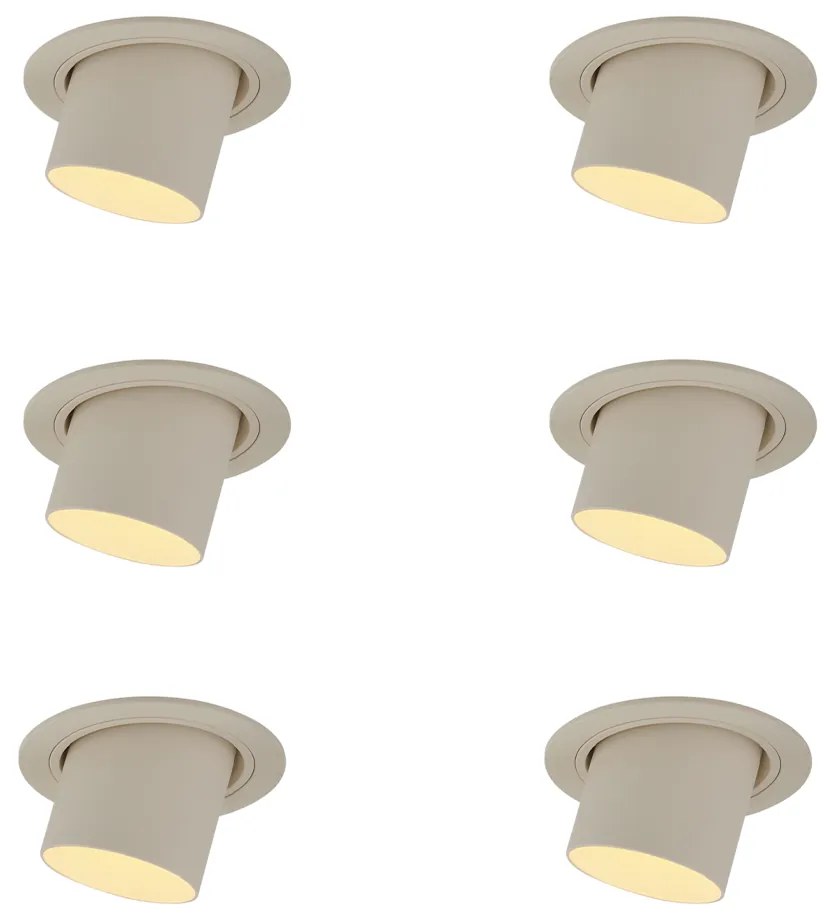 Sada 6 zapustených bodových svetiel béžová GU10 50 mm okrúhle otočné a naklápacie - Installa