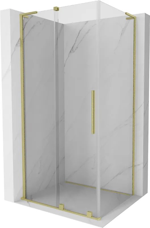 Mexen Velar L, sprchový kút s posuvnými dverami 90 x 80 cm, 8mm číre sklo, zlatá matná, 871-090-080-03-55