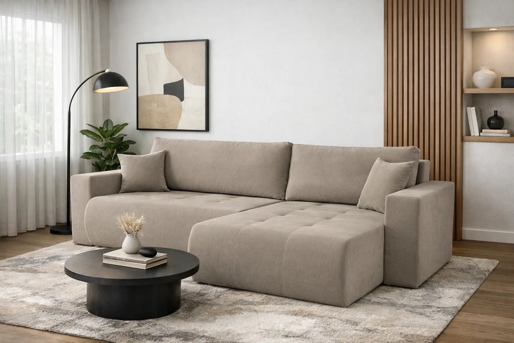 ROHOVÁ SEDAČKA TRAVIS WIND 21 ŠEDO HNEDÁ 277 x 143