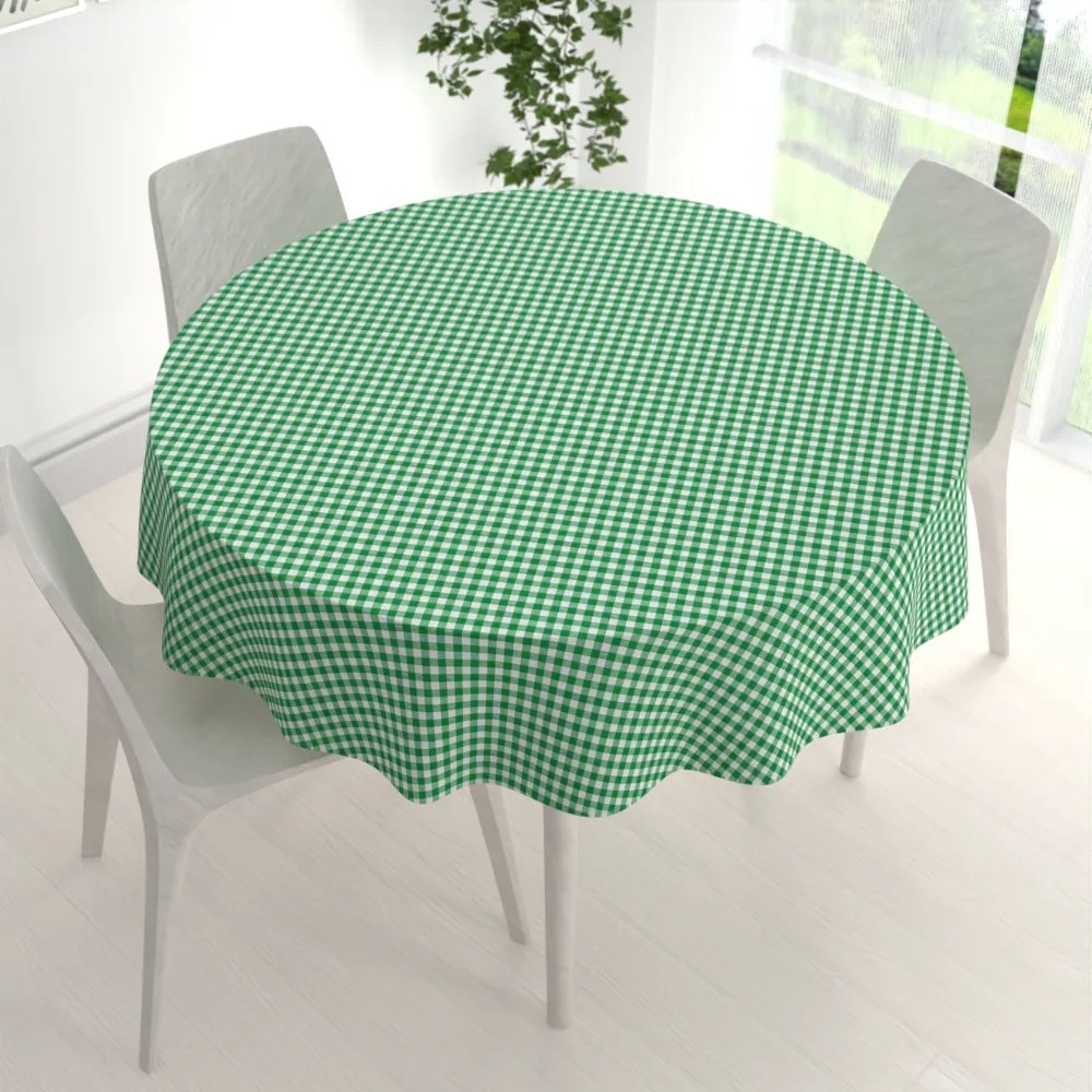 Biante Bavlnený okrúhly obrus Sandra SA-058 Zeleno-biele kocky Ø 120 cm