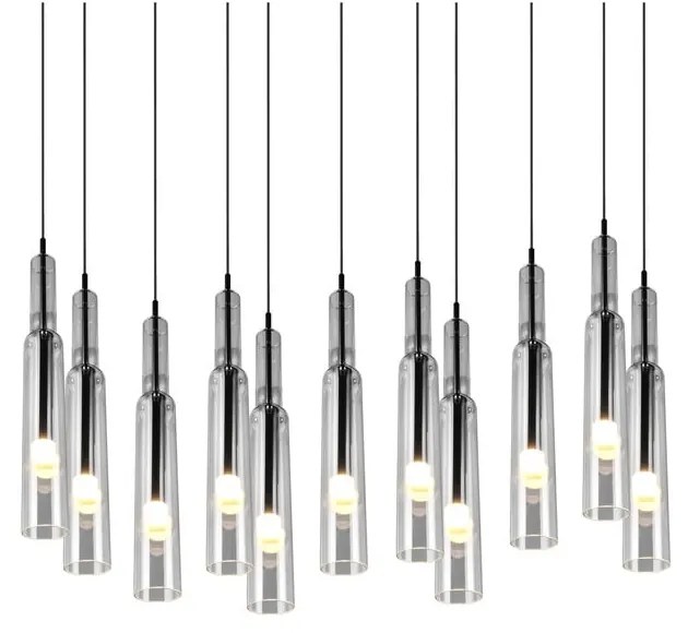 LED závesné svietidlo so skleneným tienidlom v čierno-striebornej farbe Lucent – Trio Select