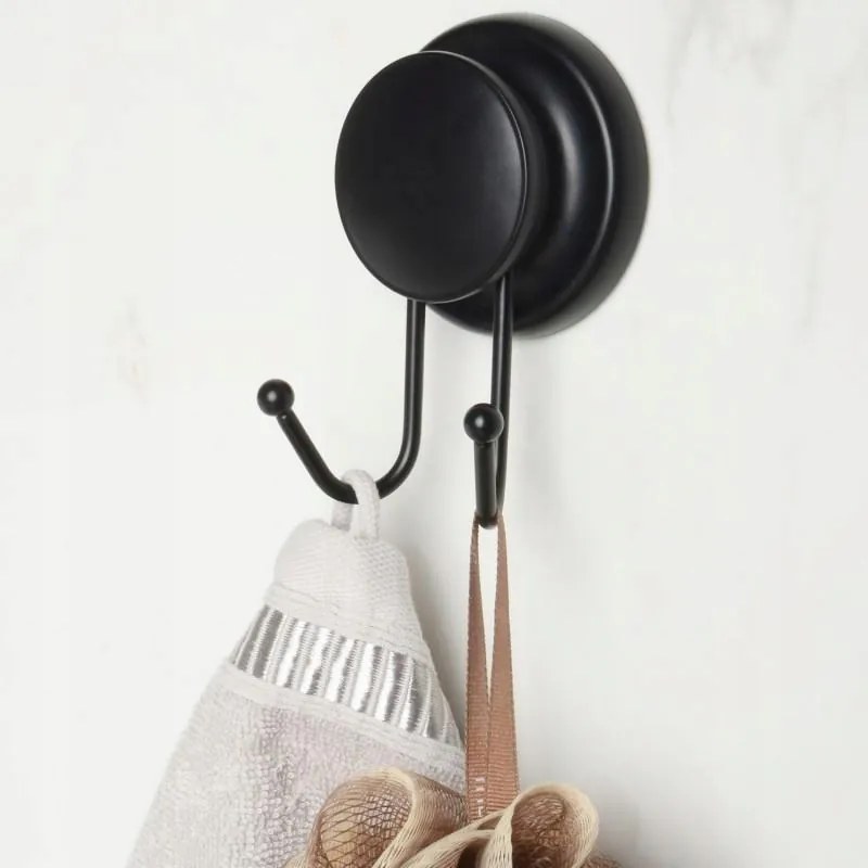 Vešiak do kúpeľne s prísavkou - čierny