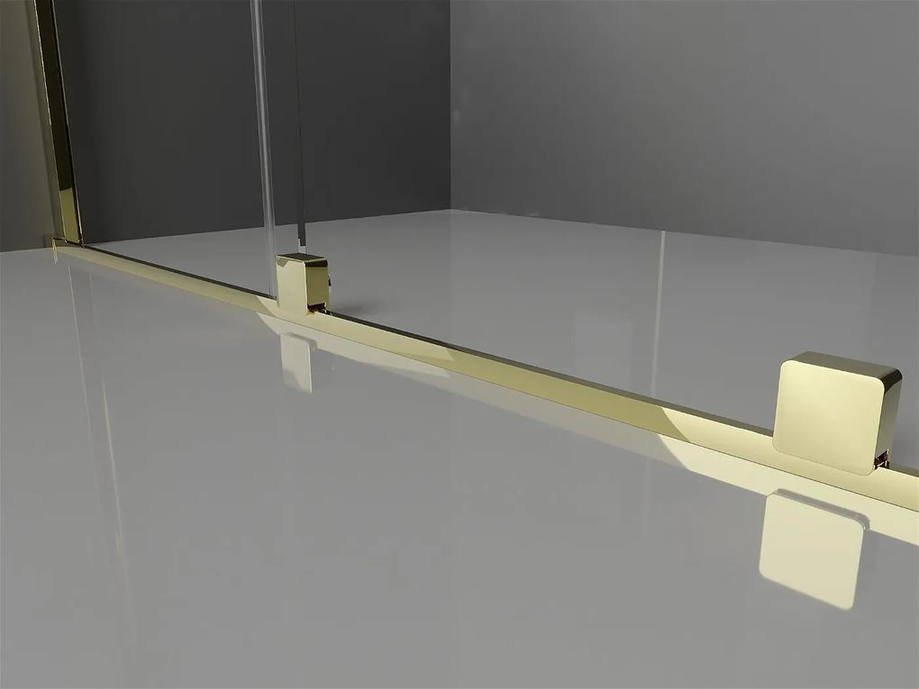 Mexen Velar, sprchový kút s posuvnými dverami 130(dvere) x 85(stena) cm, 8mm číre sklo, zlatá lesklá, 871-130-085-01-50