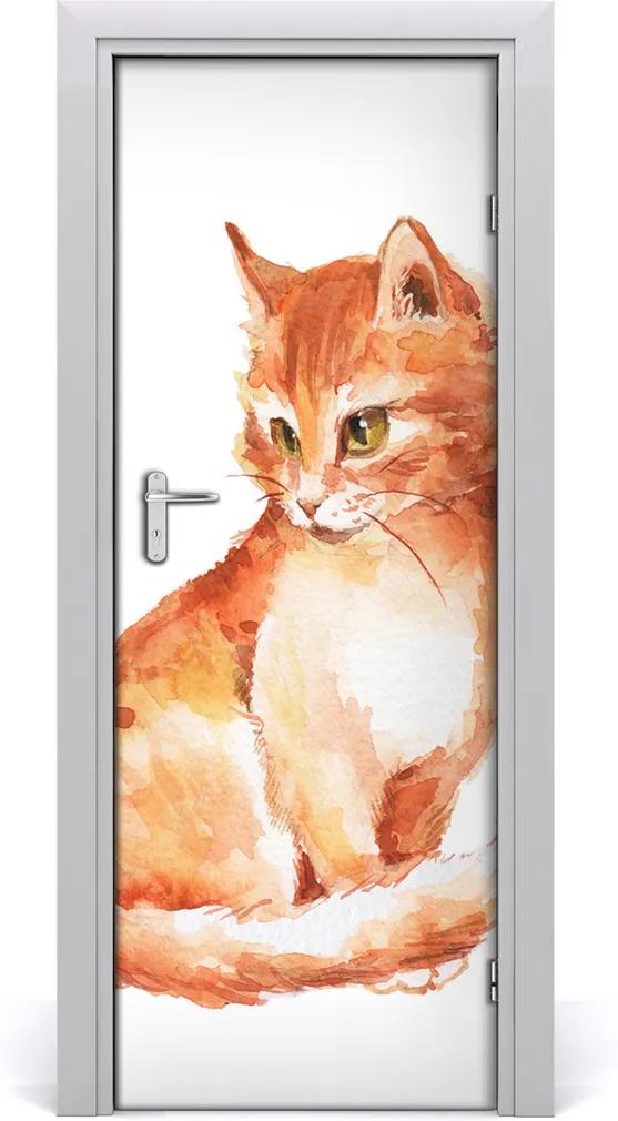Samolepiace fototapety na dvere  červená mačka
