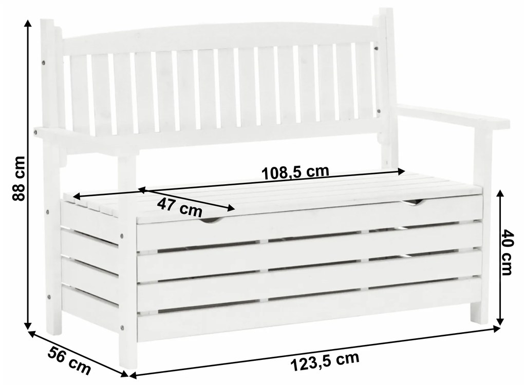 Tempo Kondela Záhradná lavička, biela, 124cm, DILKA