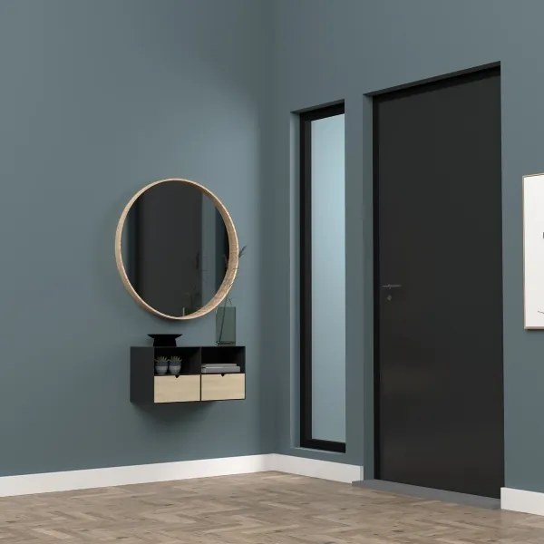 Nočný stolík s možnosťou montáže na stenu BEKIM čierna/bambus