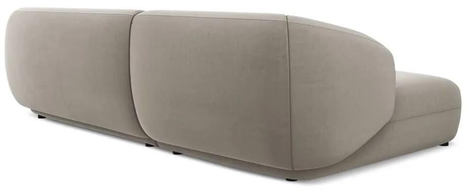 Béžová zamatová rohová pohovka (ľavý roh) Moana – Makamii