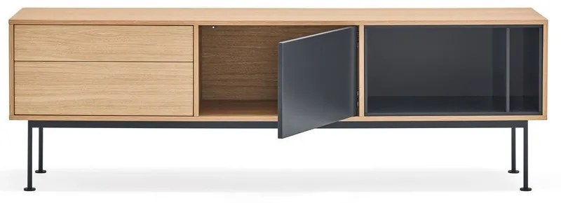 Antracitovosivá TV komoda v dubovom dekore Teulat Yoko