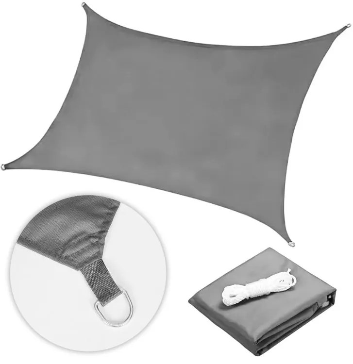 Tieniaca plachta na terasu - štvorec - 4x4m - sivá (180g/m2)