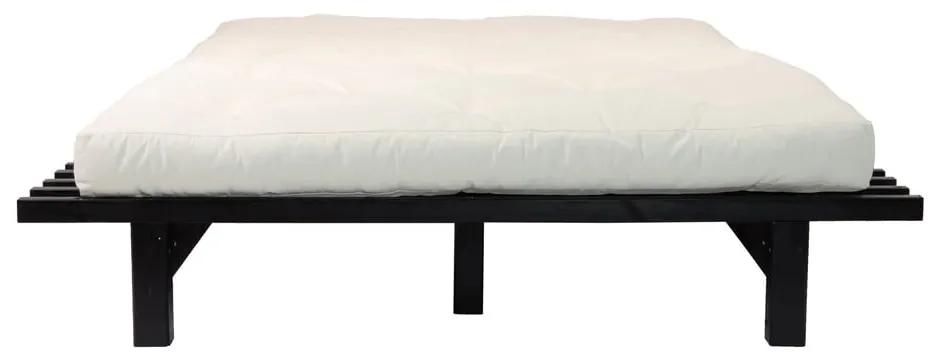 Dvojlôžková posteľ z borovicového dreva s matracom Karup Design Blues Comfort Mat Black/Natural, 160 × 200 cm