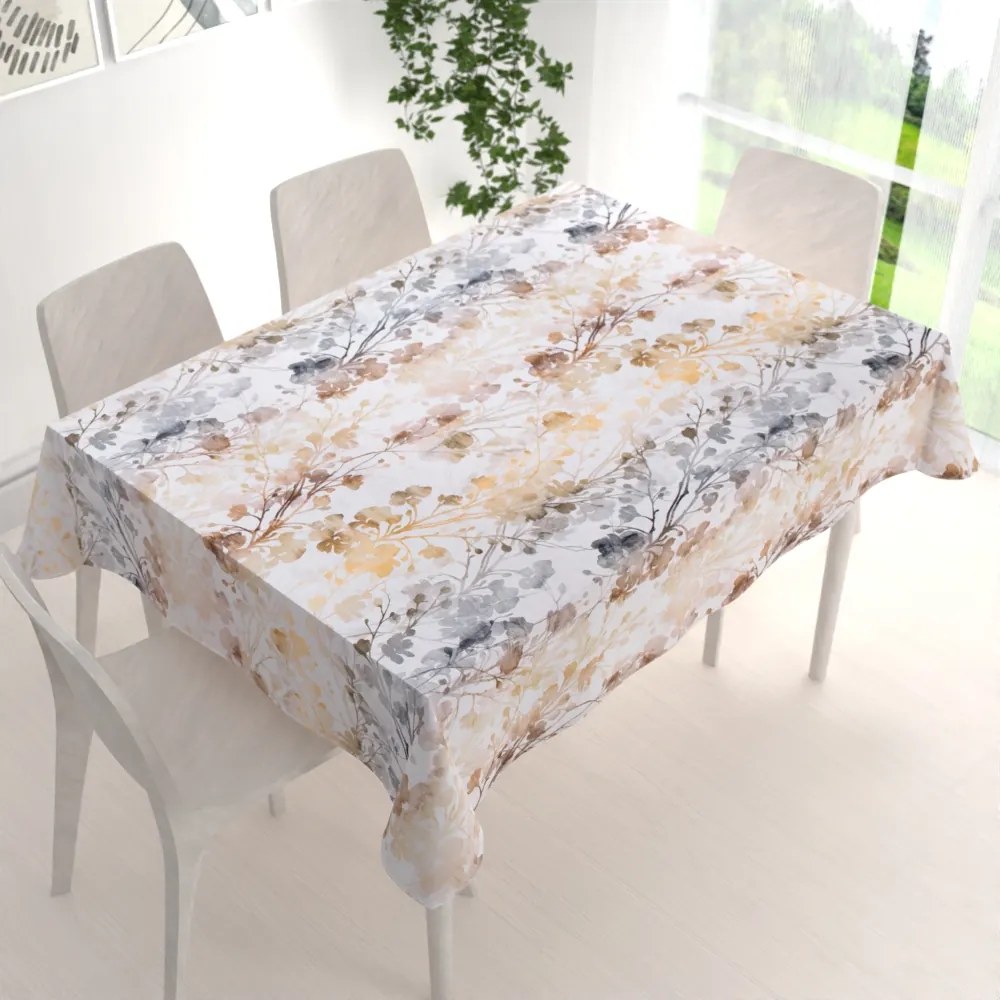 Biante Zamatový obdĺžnikový obrus Tamara TMR-008 Hnedé a sivé popínavé rastliny 50x100 cm