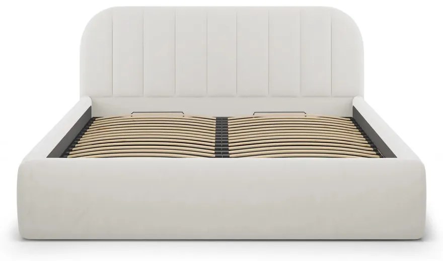 Béžová čalúnená dvojlôžková posteľ s úložným priestorom s roštom 180x200 cm Juno – Windsor &amp; Co Sofas