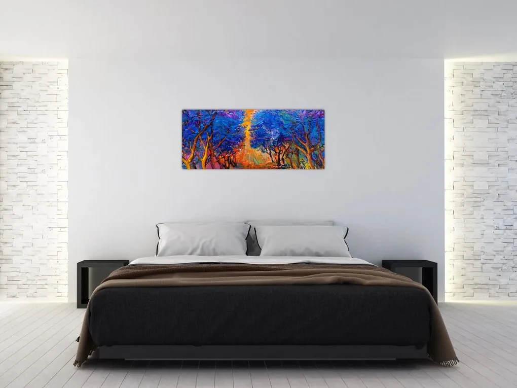 Obraz - jesenné koruny stromov, moderný impresionizmus (120x50 cm)