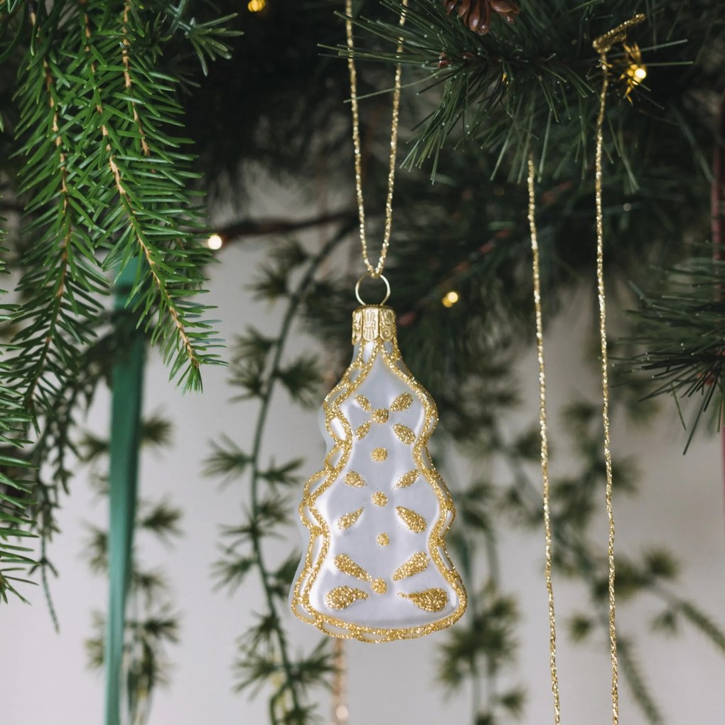 Bella Rose Sklenená vianočná ozdoba Stromek Bílá Mat