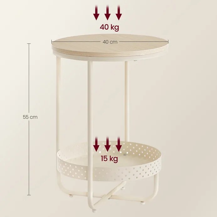 Autronic BONTEC Odkladací stolík 40x40x55cm, mdf, bielený dub, AKF-E1015 CRM Farba: Béžová