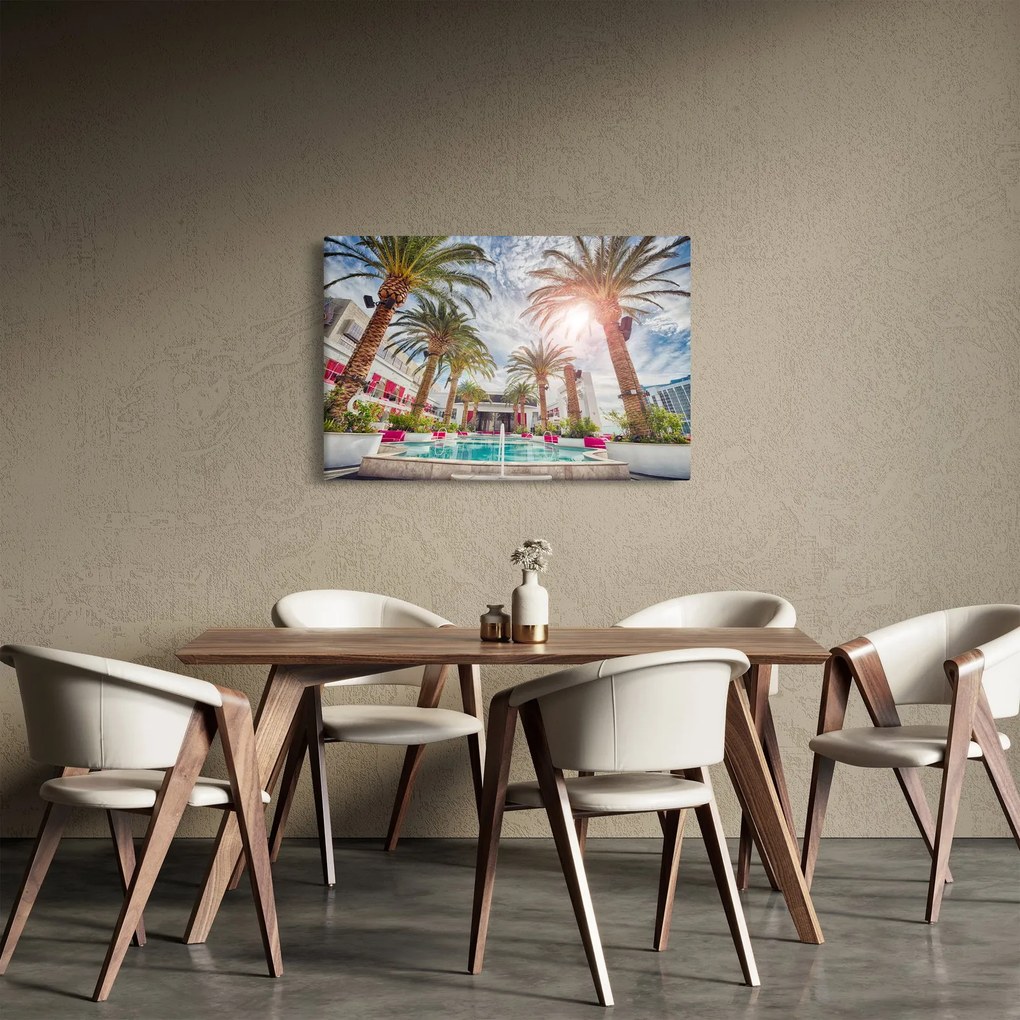 Obraz - palmy s bazénom (90x60 cm)