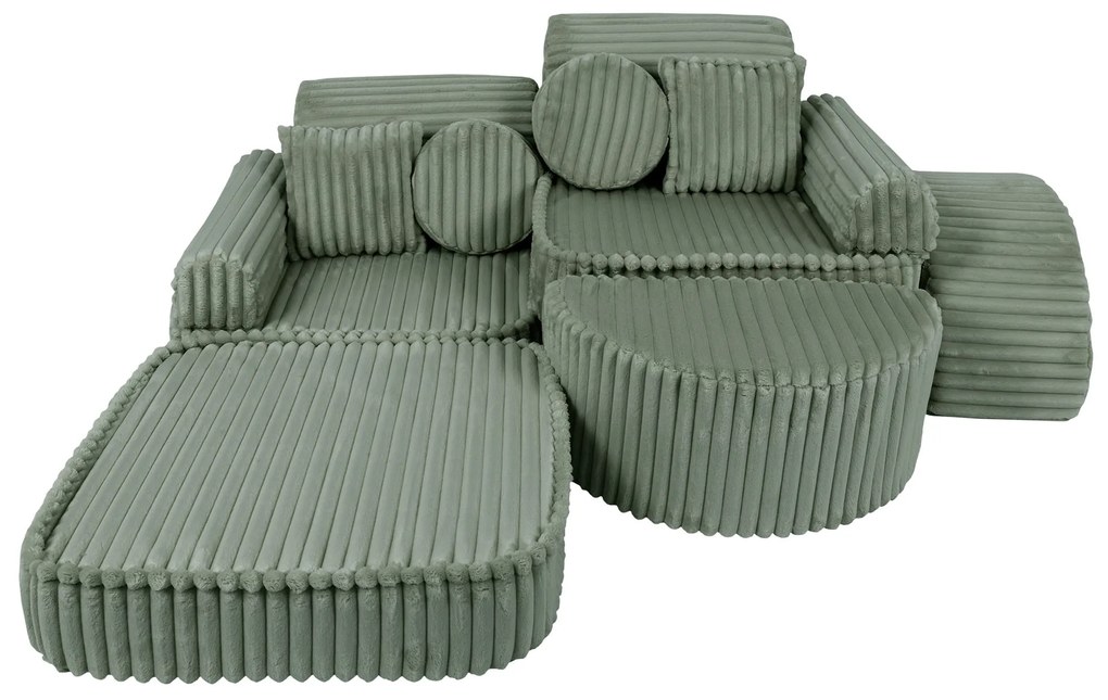 MeowBaby® Churros detská pohovka Max, Olive Sage Green