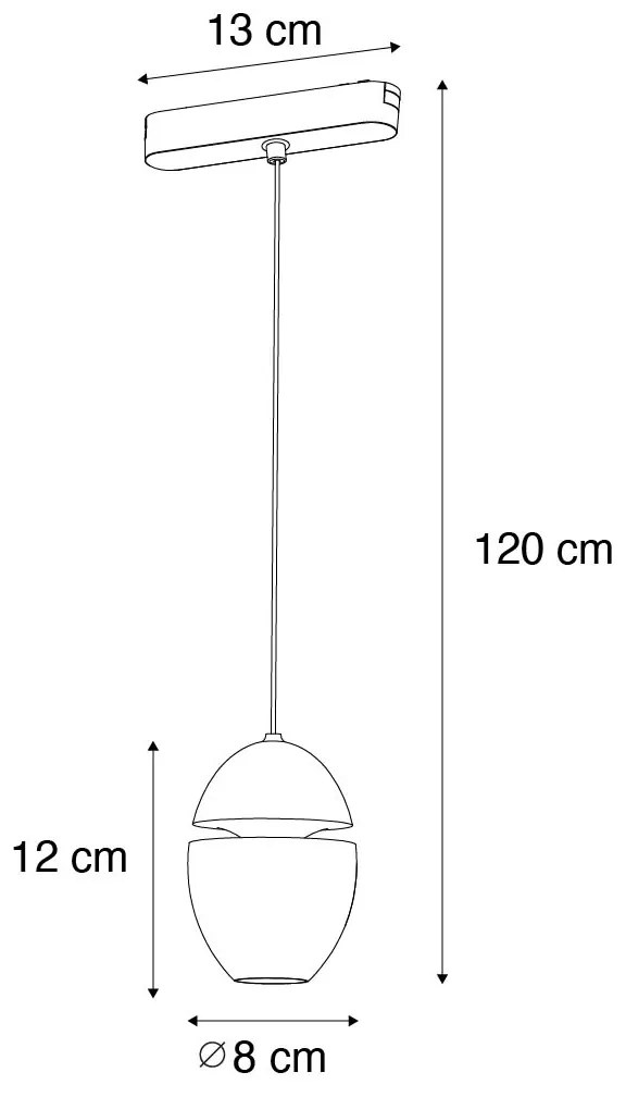 Moderné čierne závesné svietidlo pre 1-fázový koľajnicový systém vrátane LED - Magnetic Eggy