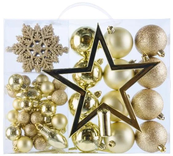 Livarno home Zasnežený umelý vianočný stromček, 150 cm + Svetelná LED reťaz, teplá biela + Ozdoby, zlaté  (800010998)