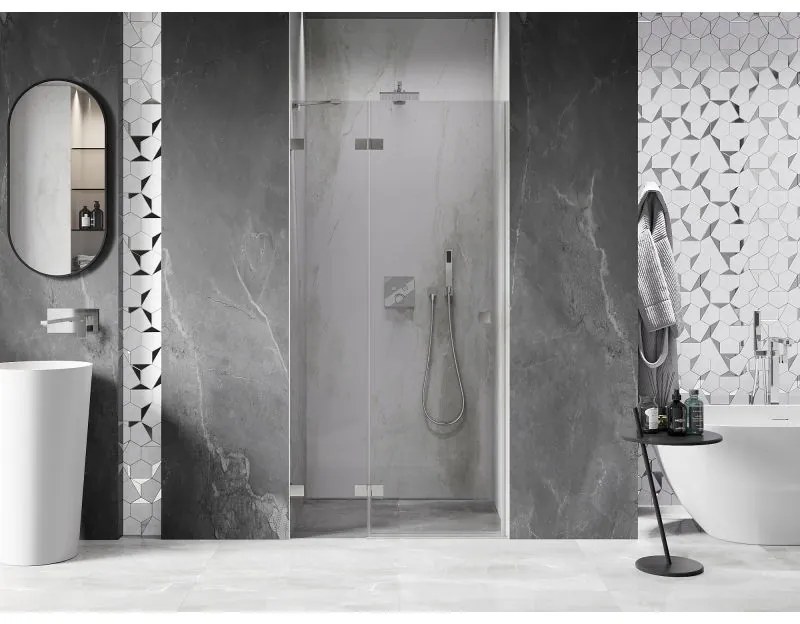 Mexen, Mexen Lunar výklopné sprchové dvere, ľavé 80 cm, transparentné, brúsený nikel - 834-080-000-97-00-L