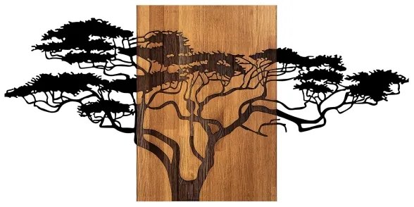 Nástenná dekorácia 70x144 cm strom drevo/kov