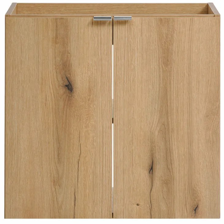 Kúpeľňová zostava Nova Oak II s doskou, umývadlom a skrinkami 60 cm dubový dekor/biela