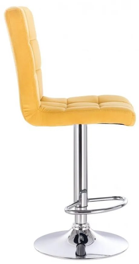 LuxuryForm DESIGN Barová stolička TOLEDO VELUR na striebornom tanieri - žltá
