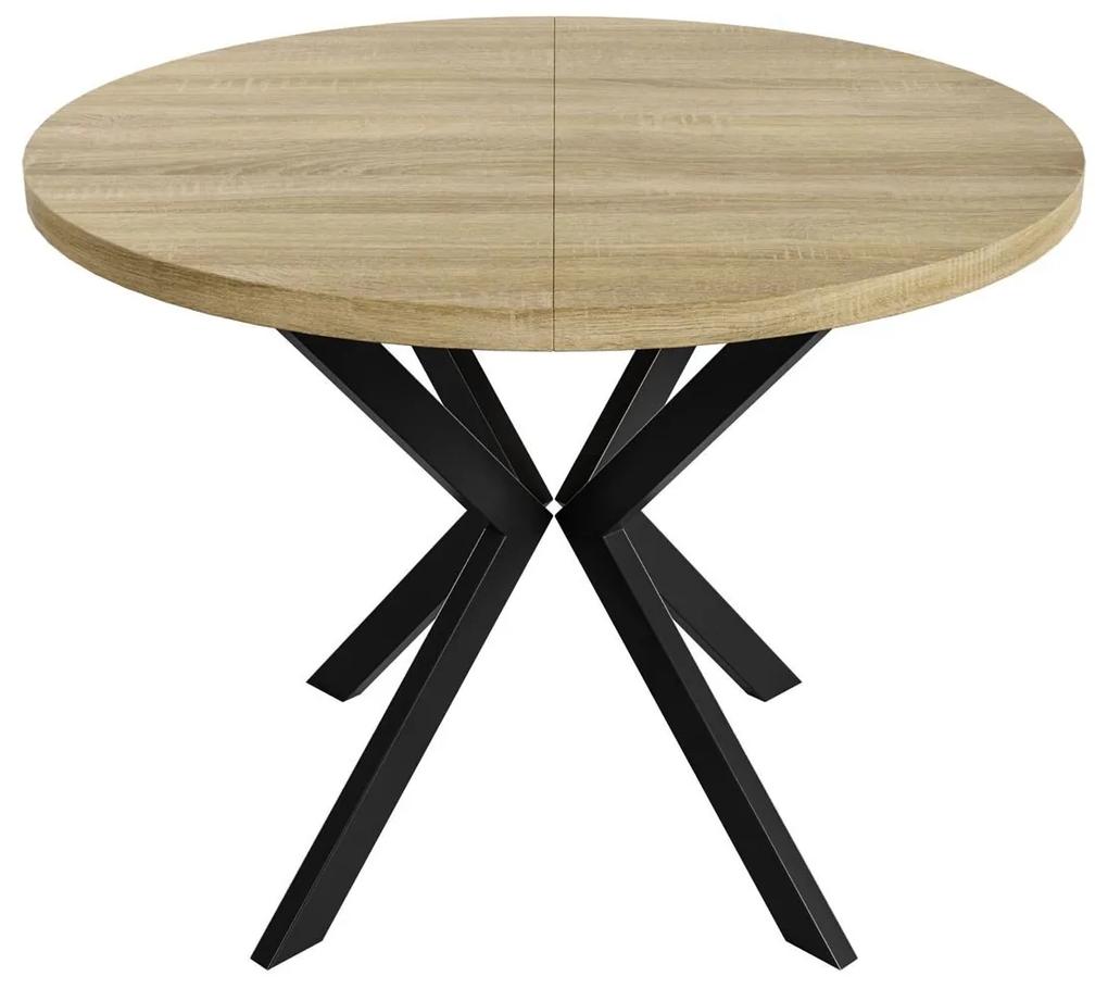 Okrúhly rozkladací jedálensky stôl MARION 120-196cm šedý betón Farba nôh: Čierna
